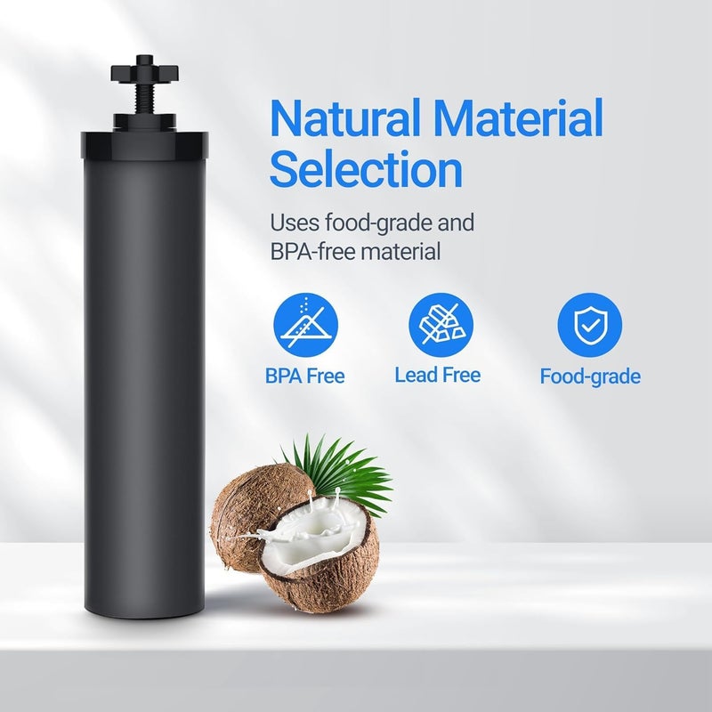 Filterlogic فلتر مياه معتمد من NSF/ANSI 372، بديل لعناصر تنقية Berkey® BB9-2® السوداء ونظام فلترة الجاذبية Berkey®، نظام Waterdrop King Tank المدعوم بالجاذبية، عبوة من 4 - Image 3